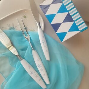 Sheffield England Mode Danish Stainless Steel Carving Set  Atomic Starburst MCM